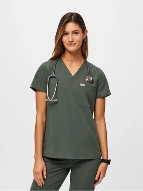 Figs Olive Green Scrub Top